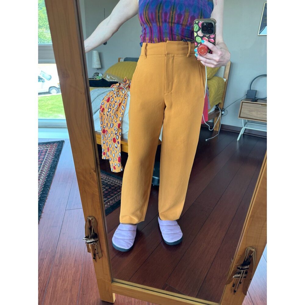 Wilfred Aritzia Alanya High Waisted Trouser Pants Size 4 Marigold Mustard